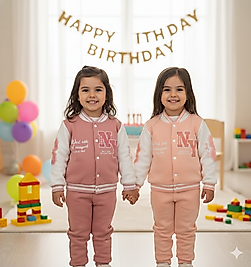 2 - 5 Yaş Arası NY Desenli Üçiplik Şardonlu Kolej Ceketli Kışlık Takım