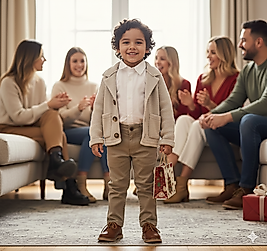 1 - 4 Yaş Arası Triko Hırka, Gömlek ve Keten Pantolonlu Üçlü Erkek Çocuk Takım