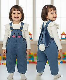 6 Ay 2 Yaş Arası Tavşan Kuyruğu Detaylı Kot Salopet