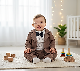 0 - 1 Yaş Arası Papyonlu Penye Erkek Bebek Takım(Mevlüt Takımı)
