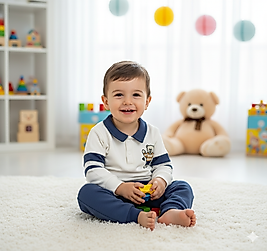 6 Ay 2 Yaş Arası Ayıcık Desenli Üçiplik Şardonlu Kışlık Erkek Bebek Takım