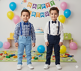 1 - 4 Yaş Arası Gömlek, Keten Pantolon, Papyon ve Askılıklı Erkek Çocuk Takım