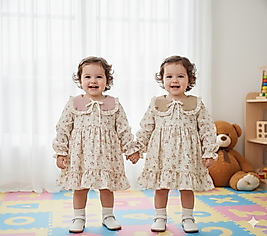 6 Ay 2 Yaş Arası Müslin Kumaş Yaka Detaylı Kız Bebek Elbise
