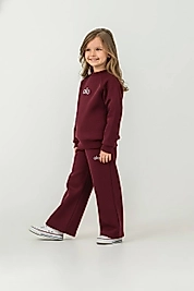 3 - 10 Yaş Arası Alo Desenli, Bol Paça Üçiplik Şardonlu Oversize Kesim Kız Çocuk Takımları