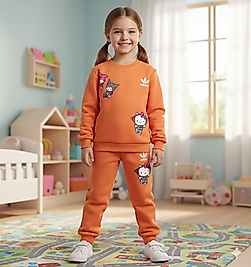 3 - 10 Yaş Arası Kuromi Desenli Üçiplik Şardonlu Oversize Kesim Kız Çocuk Takımları