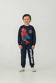 3 - 10 Yaş Arası Spiderman Desenli Üçiplik Şardonlu Oversize Kesim Erkek Çocuk Takımları