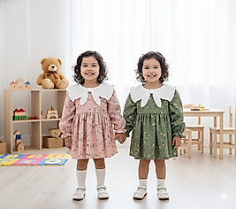 6 Ay 2 Yaş Arası Viskon Kumaş Kendinden Çiçek Desenli Balon Etek Elbise