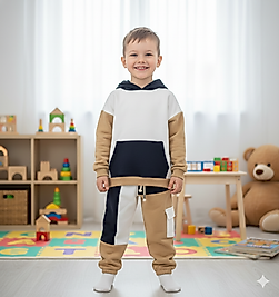 2 - 5 Yaş Arası Yıldız Kapşonlu Üçiplik Şardonlu Erkek Çocuk Takım